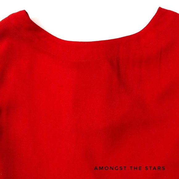 Cloth & Stone Ruffle Open Back Tie Red Blouse Top - Picture 2 of 7